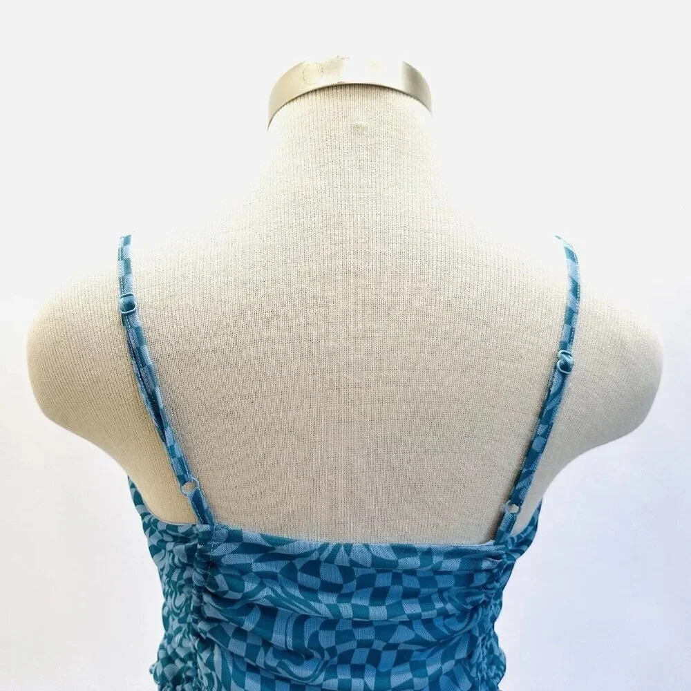 NWT SO GOODS FOR LIFE Juniors Sleeveless Straps Pullover Cropped Blue Top Large - Picture 4 of 10